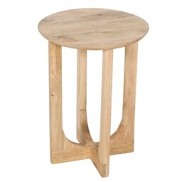 Rackhams Monco Natural Mango Wood Round Inverted Legs Side Table - Natural - 35CM X 35CM X 55CM (LXDXH) - Wood - 1 - thumbnail 6