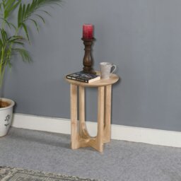 Rackhams Monco Natural Mango Wood Round Inverted Legs Side Table - Natural - 35CM X 35CM X 55CM (LXDXH) - Wood - 1