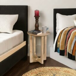 Rackhams Monco Natural Mango Wood Round Inverted Legs Side Table - Natural - 35CM X 35CM X 55CM (LXDXH) - Wood - 1 - thumbnail 2