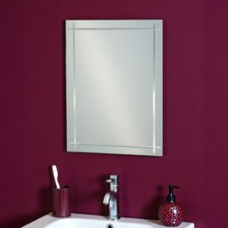 Rackhams Marylebone Rectangular Wall Mounted Frameless Diamond Cut Bevelled Edge Bathroom Mirror 60 x 45cm - thumbnail 1