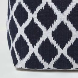 Rackhams Ikat Design Blue and Natural Colour Bean Filled Pouffe - 45 x 40 cm - thumbnail 5