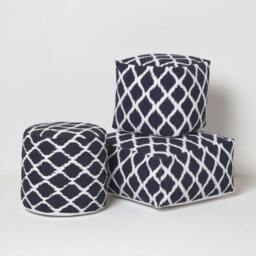 Rackhams Ikat Design Blue and Natural Colour Bean Filled Pouffe - 45 x 40 cm - thumbnail 6
