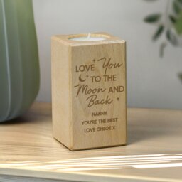 Rackhams Personalised Love You To The Moon Wooden Tealight Holder - thumbnail 5