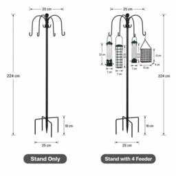 Rackhams Complete Bird Feeding Station Outdoor Garden Wild Birds Feeder 4 Feeders - Stand with 4 Feeders - thumbnail 3