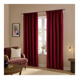 Rackhams Ultimate Velvet Pencil Pleat Curtains - Burgundy - 117cm x 137cm - Burgundy - 100% Polyester