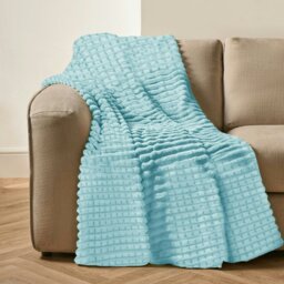 Rackhams Chunky Cord Waffle Plush Heavy Blanket - 150cm x 200cm - Duck Egg