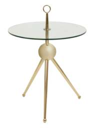 Rackhams Oria Clear Glass Gold Frame Side Table - thumbnail 3