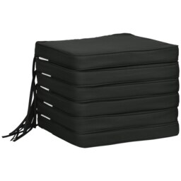 Rackhams Set of 6 Chair Cushion Seat Pads Dining Chair w/ Straps Outdoor Black - Cream White - Polyester, Cotton Fiberfill - 42L x 42W x 5Tcm - thumbnail 2