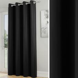 "Rackhams Nightfall Plain Supersoft Thermal Room Darkening Eyelet Single Door Curtain - Black - 66"" (168cm) Width x 84"" (214cm) Drop" - thumbnail 3