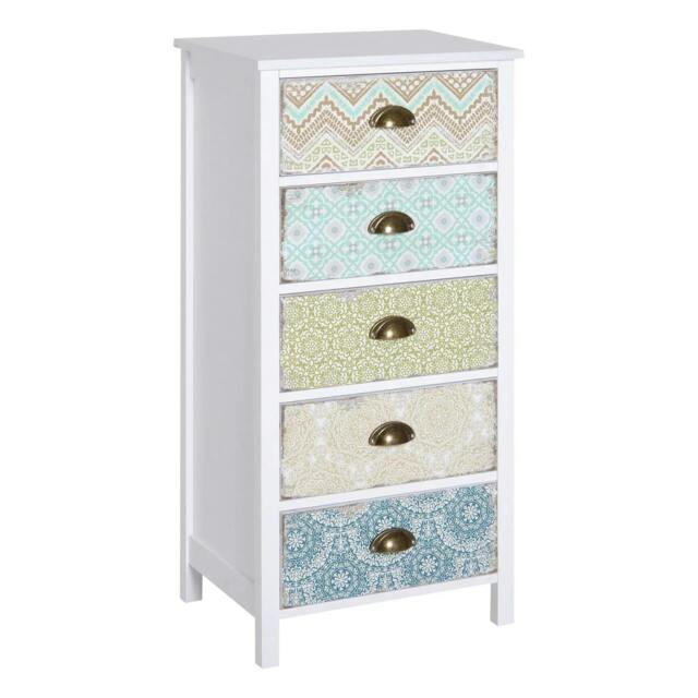 Rackhams Chest of 5 Drawers Bedside Cabinet Side Storage Chest Entryway Living Room Bedroom Furniture Organizer Unit - image 1