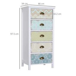 Rackhams Chest of 5 Drawers Bedside Cabinet Side Storage Chest Entryway Living Room Bedroom Furniture Organizer Unit - thumbnail 3