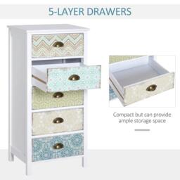 Rackhams Chest of 5 Drawers Bedside Cabinet Side Storage Chest Entryway Living Room Bedroom Furniture Organizer Unit - thumbnail 4