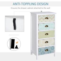 Rackhams Chest of 5 Drawers Bedside Cabinet Side Storage Chest Entryway Living Room Bedroom Furniture Organizer Unit - thumbnail 5
