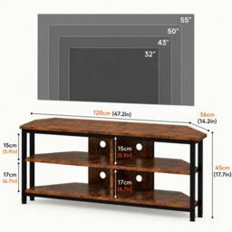 "Rackhams Corner TV Stand 55"" LED Cabinet Storage Shelves Remote Cable Management" - thumbnail 3