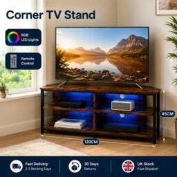 "Rackhams Corner TV Stand 55"" LED Cabinet Storage Shelves Remote Cable Management" - thumbnail 2