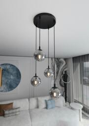 Rackhams COSMO Pendant lamp  4 x E14 Black with Graphite Shade - thumbnail 4