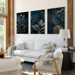 Rackhams Large Framed Wall Pictures For Living Room - Set of 3 wall art prints - A3 11.69 x 16.54 in / 29.7 x 42 cm - Satin Photo paper 280 gsm - Oak Frame - thumbnail 2