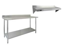 Rackhams 6ft Stainless Steel Catering Bench & 2 x Wall Mounted Shelves - thumbnail 1