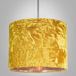 "Rackhams Modern Shiny Ochre Crushed Velvet 10"" Table/Pendant Shade with Copper Inner" - thumbnail 3