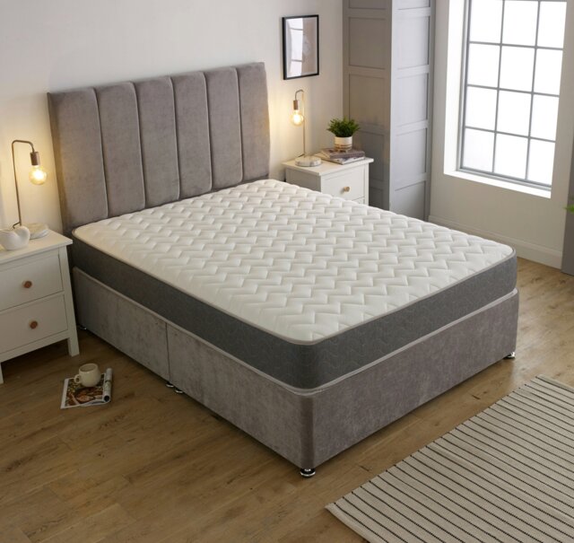 Rackhams WaveFlex Hybrid Mattress - 18cm Deep Breathable Cooltouch+ Sleep Surface - Grey - 1 - 4ft6 Double Mattress (135cm x 190cm) - image 1