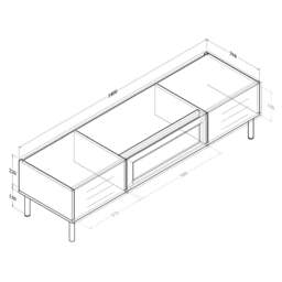 Rackhams LV51 TV Cabinet, Mid Oak, 1.4m - 1.4m (140CM) - 1.4m (140CM) - thumbnail 3