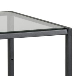Rackhams Seaford Narrow Black Metal Bookcase with 2 Glass Shelves - 1 - Black - Wood - thumbnail 4