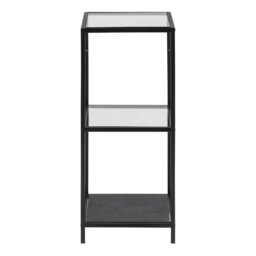 Rackhams Seaford Narrow Black Metal Bookcase with 2 Glass Shelves - 1 - Black - Wood - thumbnail 2