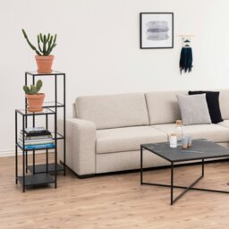 Rackhams Seaford Narrow Black Metal Bookcase with 2 Glass Shelves - 1 - Black - Wood - thumbnail 3