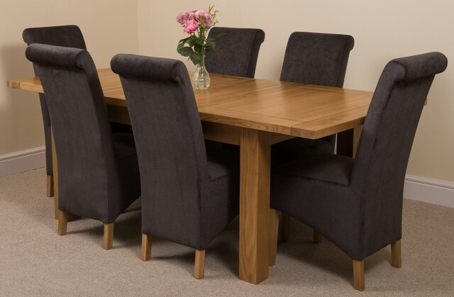 Rackhams Seattle Oak Extending Dining Table with Montana Fabric Chairs - 6 chairs - Black - image 1