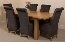 Rackhams Seattle Oak Extending Dining Table with Montana Fabric Chairs - 6 chairs - Black - thumbnail 1