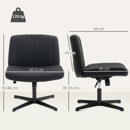 Rackhams Linen Criss Cross Legged Office Chair with Tilt Function, Black - Cream - thumbnail 6