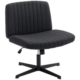 Rackhams Linen Criss Cross Legged Office Chair with Tilt Function, Black - Cream - thumbnail 3