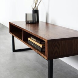 "Rackhams Darwen Solid Wood Coffee Table On Minimalist Square legs - Walnut - 60cm (23.5"") deep - Large 140cm (55"")" - thumbnail 6