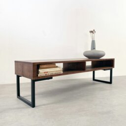 "Rackhams Darwen Solid Wood Coffee Table On Minimalist Square legs - Walnut - 60cm (23.5"") deep - Large 140cm (55"")" - thumbnail 3