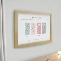 Rackhams Personalised Birth Flower Family of 4 Oak Framed Print - thumbnail 2