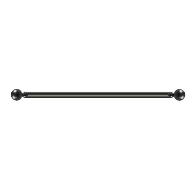 Rackhams Steel Curtain Rod Quiet Rail Pole Set Extendable Adjustable Home Hotel - 76-145cm (Black ) - image 1