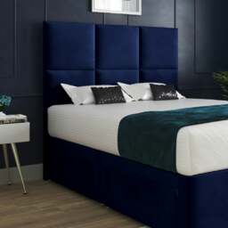 Rackhams Caprio Upholserted Floorstanding Headboard With Divan Bed Frame - Blue - Blue - Small single - thumbnail 2