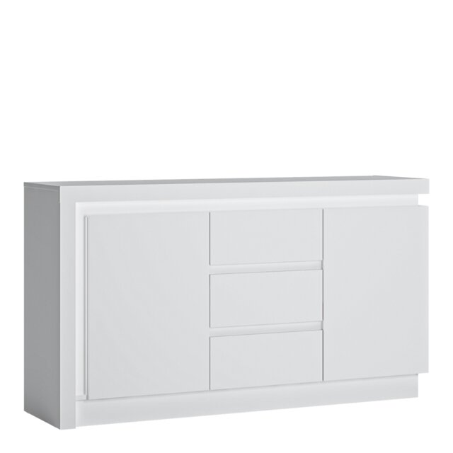 Rackhams Lyon 2 Door 3 Drawer Sideboard (including LED lighting) in White and High Gloss - White - 157.7 - 1 - image 1