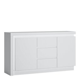 Rackhams Lyon 2 Door 3 Drawer Sideboard (including LED lighting) in White and High Gloss - White - 157.7 - 1 - thumbnail 1