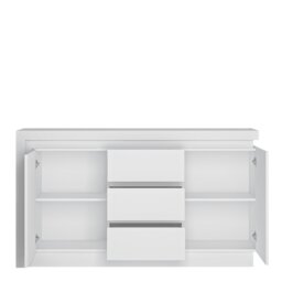 Rackhams Lyon 2 Door 3 Drawer Sideboard (including LED lighting) in White and High Gloss - White - 157.7 - 1 - thumbnail 2
