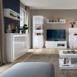 Rackhams Lyon 2 Door 3 Drawer Sideboard (including LED lighting) in White and High Gloss - White - 157.7 - 1 - thumbnail 5