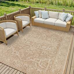 Rackhams Tuareg-Vintage Beige Ivory Traditional Boho In- & Outdoor Jute-Look Rug - 160 x 213 cm - thumbnail 1