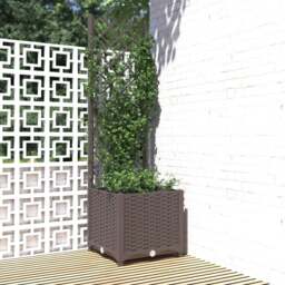 Rackhams Garden Planter with Trellis Brown 40x40x136 cm PP - PP (polypropylene) - Brown - thumbnail 1