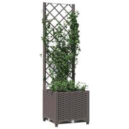 Rackhams Garden Planter with Trellis Brown 40x40x136 cm PP - PP (polypropylene) - Brown - thumbnail 3