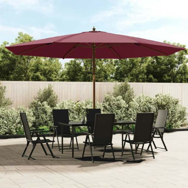 Rackhams Garden Parasol with Wooden Pole Bordeaux Red 400x273 cm