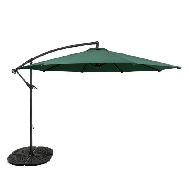 Rackhams Cantilever Parasol 3m With Full Fan Base – Green - image 1