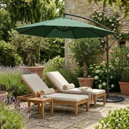 Rackhams Cantilever Parasol 3m With Full Fan Base – Green - thumbnail 4