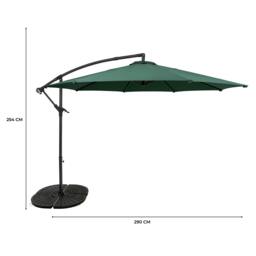 Rackhams Cantilever Parasol 3m With Full Fan Base – Green - thumbnail 5