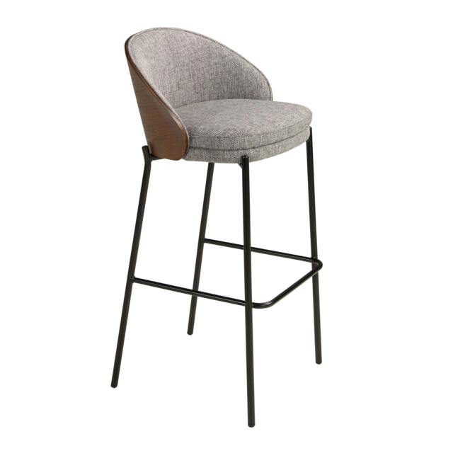Rackhams Grey and Walnut Fabric Stool 4127 - image 1