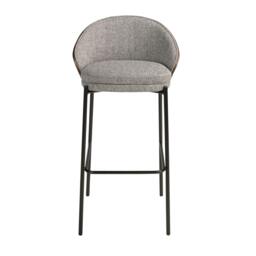 Rackhams Grey and Walnut Fabric Stool 4127 - thumbnail 2